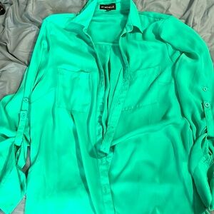 Tiffany blue green button up dress shirt